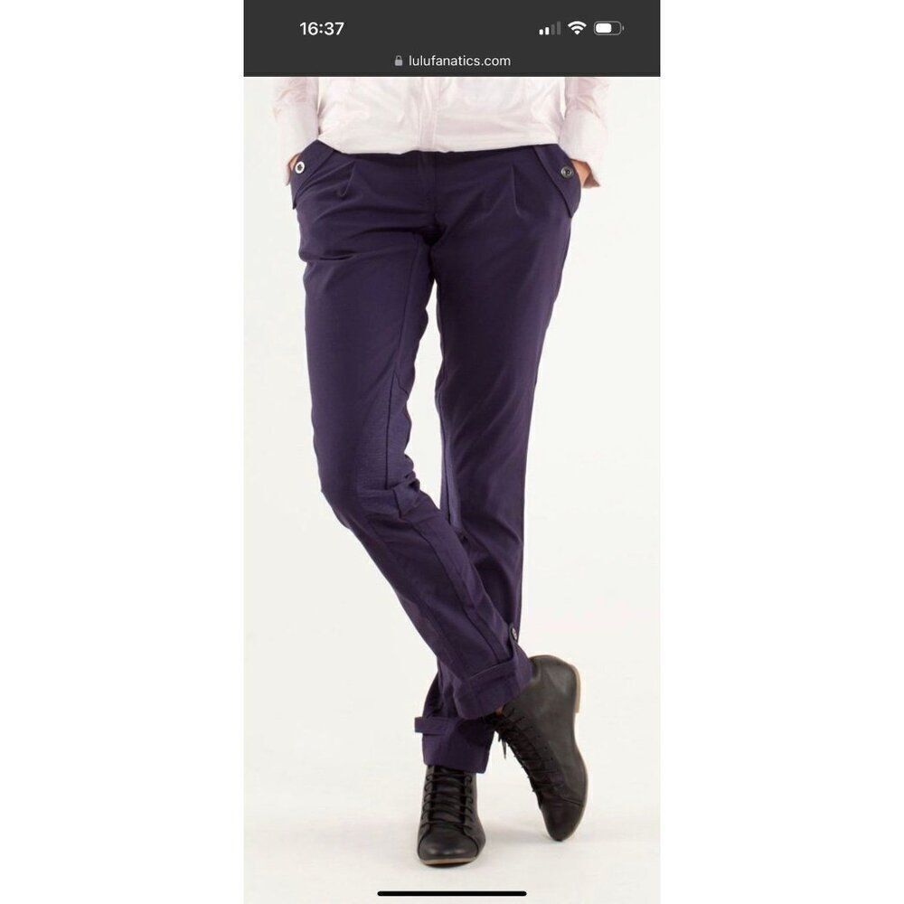 FB7 LULULEMON Purple PEDAL POWER 4 Cycling Pants REFLECTIVE Commuter Trouser